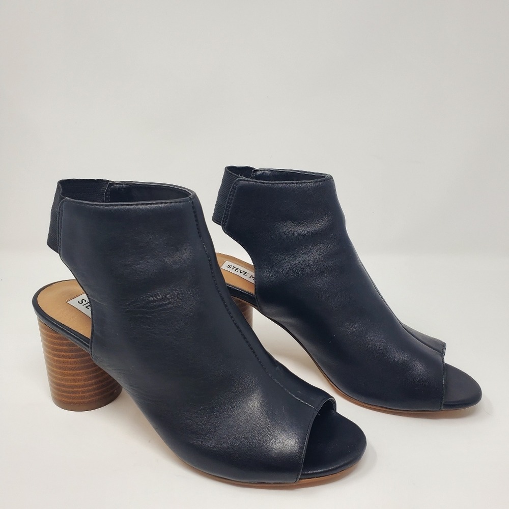 Steve Madden Collide black leather block heels